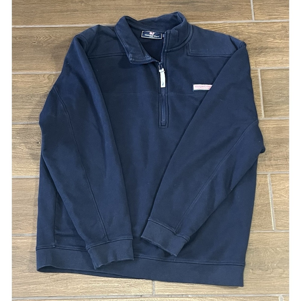 Vineyard Vines Men's Sweater Large Blue Pullover 1/4 Quarter Zip Style 1K2113